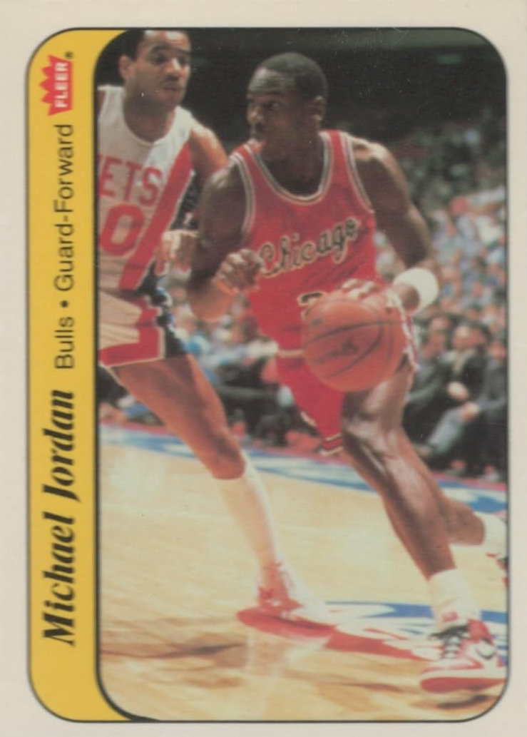 1986 Fleer Sticker Michael Jordan number 8